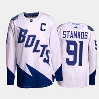 Steven Stamkos Lightning 2022 Stadium Series Jersey #91 Primegreen Authentic White Uniform