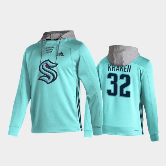 Men #32 Seattle Kraken Pockets Blue Skate Hoodie