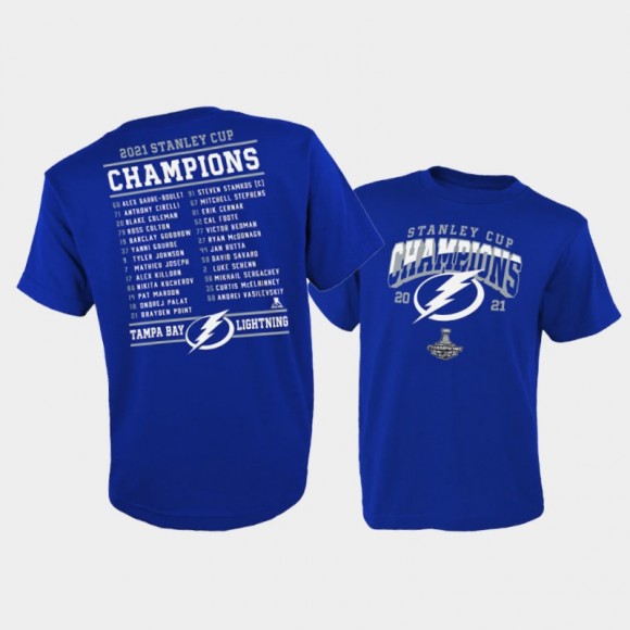 Men Tampa Bay Lightning # 2021 Stanley Cup Champions Blue T-Shirt