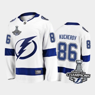 Tampa Bay Lightning #86 Nikita Kucherov 2021 Stanley Cup Champions White Away Jersey