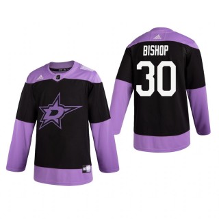 Ben Bishop #30 Dallas Stars 2019 Hockey Fights Cancer Black Practice Jersey