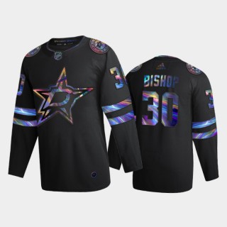 Men Dallas Stars Ben Bishop #30 Iridescent Holographic Black Authentic Jersey