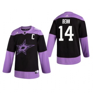 Jamie Benn #14 Dallas Stars 2019 Hockey Fights Cancer Black Practice Jersey