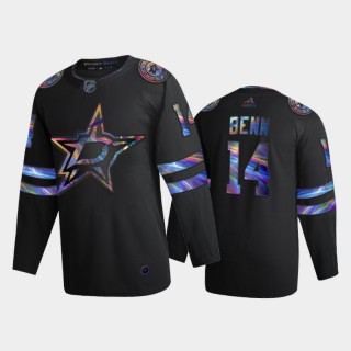 Men Dallas Stars Jamie Benn #14 Iridescent Holographic Black Authentic Jersey