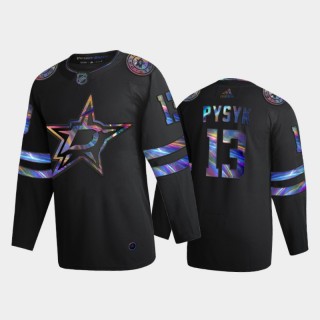 Men Dallas Stars mark pysyk #13 Iridescent Holographic Black Authentic Jersey