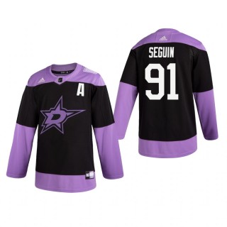 Tyler Seguin #91 Dallas Stars 2019 Hockey Fights Cancer Black Practice Jersey