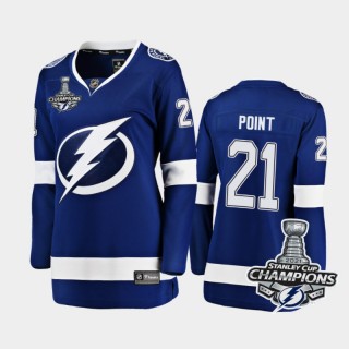 Women Tampa Bay Lightning Brayden Point #21 2021 Stanley Cup Champions Home Jersey - Blue